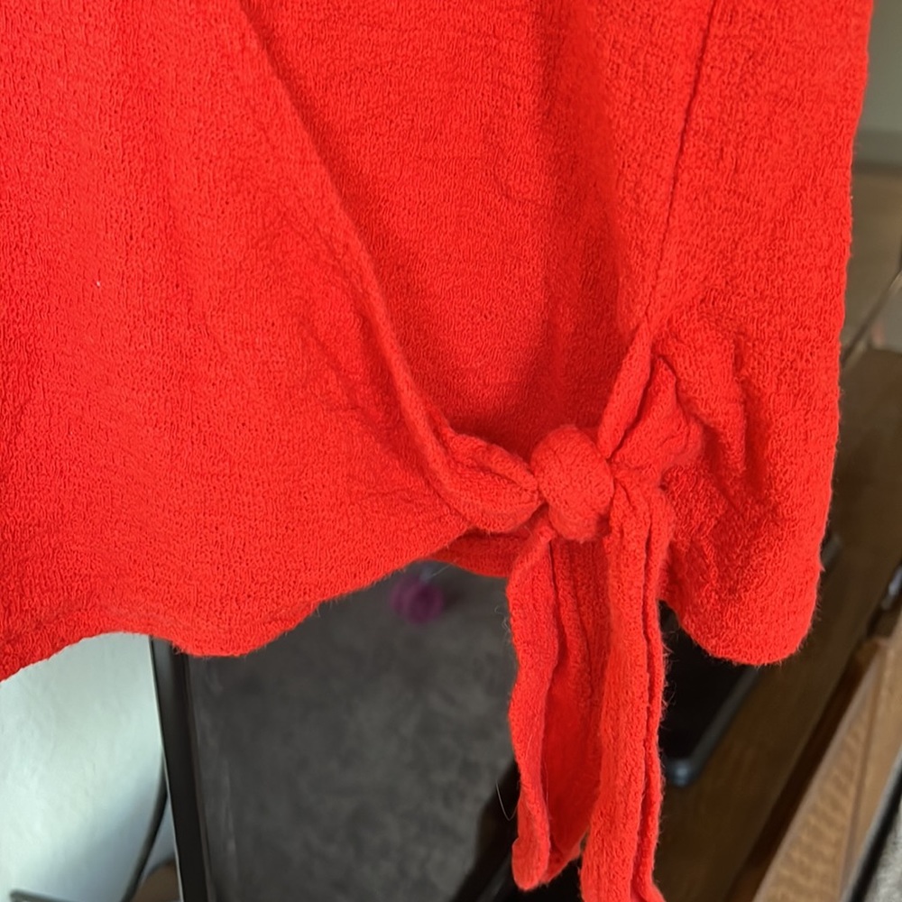 SOLD ON CROSSPOST Madewell 100% cotton bright red faux wrap blouse - Picture 6 of 8